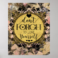 Don't Forget to Love Yourself Black Marble Swirl
