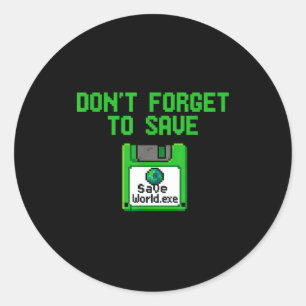 Dont forget to save earth day floppy disc retro classic round sticker