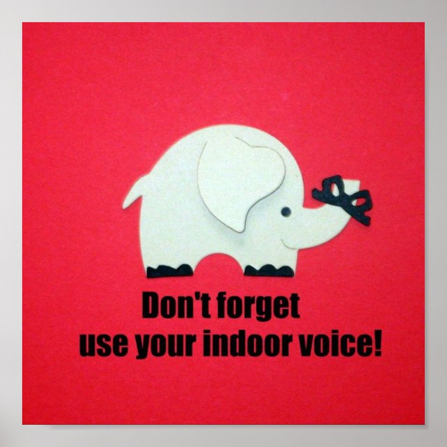 Don't forget, use your indoor voice! poster (Front)