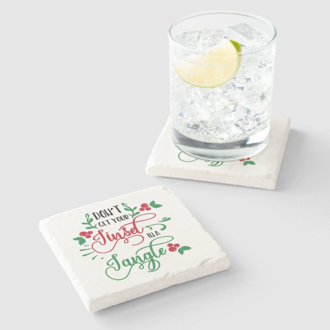 dont get your tinsel in a tangle Christmas Stone Coaster (Side)