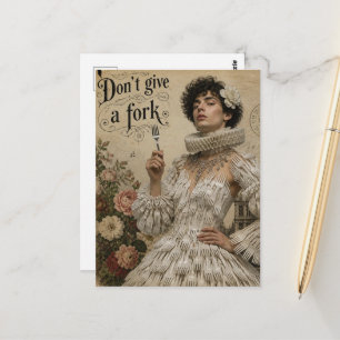 Dont Give a Fork Faux Vintage Postcard