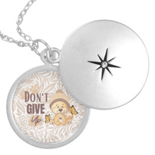Don't give up   Cute Lion   Affirm and motivation Locket Necklace