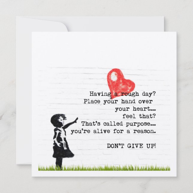 Don't Give Up Encouragement Quote Mental Health  Card (Front)