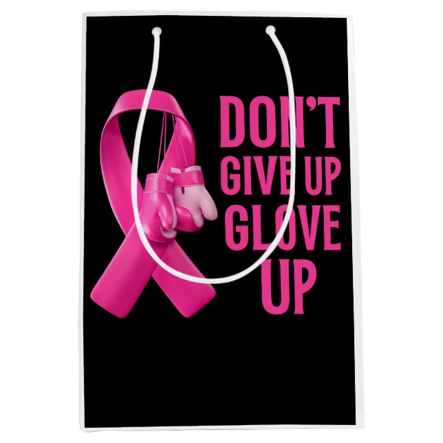 Don't give up glove up boxing cancer awareness  medium gift bag (Front)
