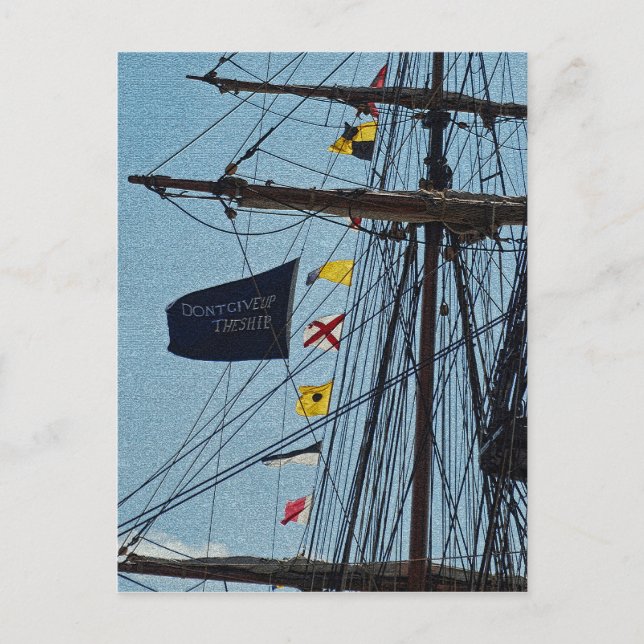 Don't Give Up The Ship Flag Postcard (Front)