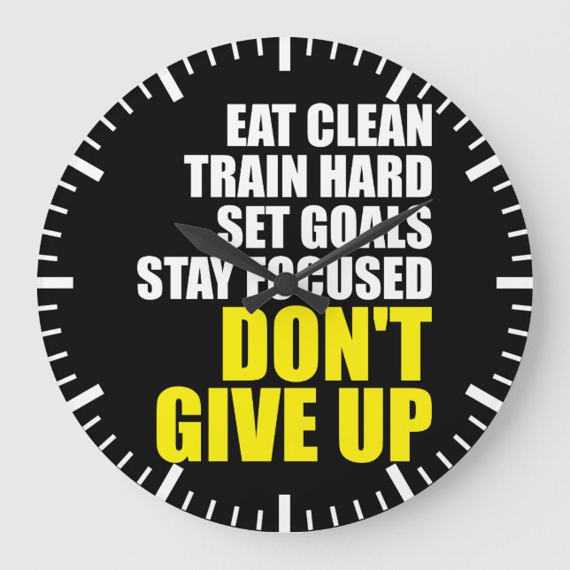 Don't Give Up - Workout Motivational Large Clock (Front)
