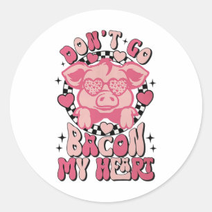 Don't Go Con My Heart Retro Valentine Funny Valent Classic Round Sticker