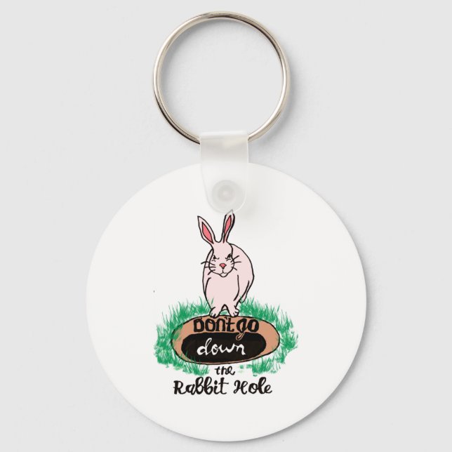 Dont Go Down The Rabbit Hole Womens Red  Key Ring (Front)
