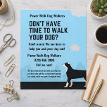Don't Have Time To Walk Your Dog Walker blue Flyer<br><div class="desc">Simple modern dog walkers blue sky flyer with clouds and houses for your small pet business. Template to add your information.</div>