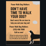 Don't Have Time To Walk Your Dog Walker Flyer<br><div class="desc">Simple modern dog walkers flyer with clouds and houses for your small pet business. Template to add your information. Trendy orange background colour.</div>