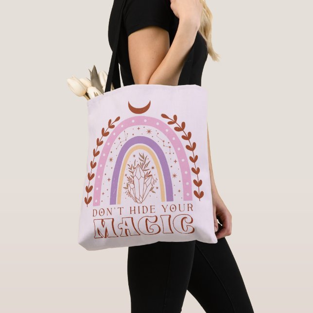 Don't Hide Your Magic Light Pink Halloween Tote Bag (Close Up)