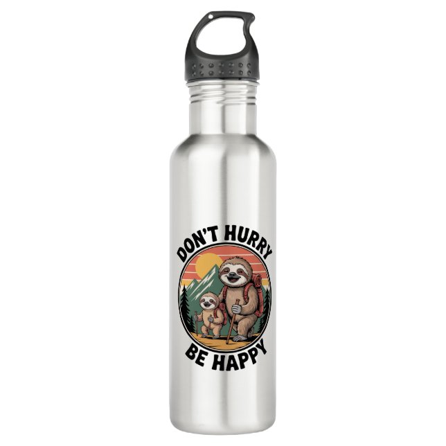 Don't Hurry, Be Happy Official Sloth Hiking Team 710 Ml Water Bottle (Front)