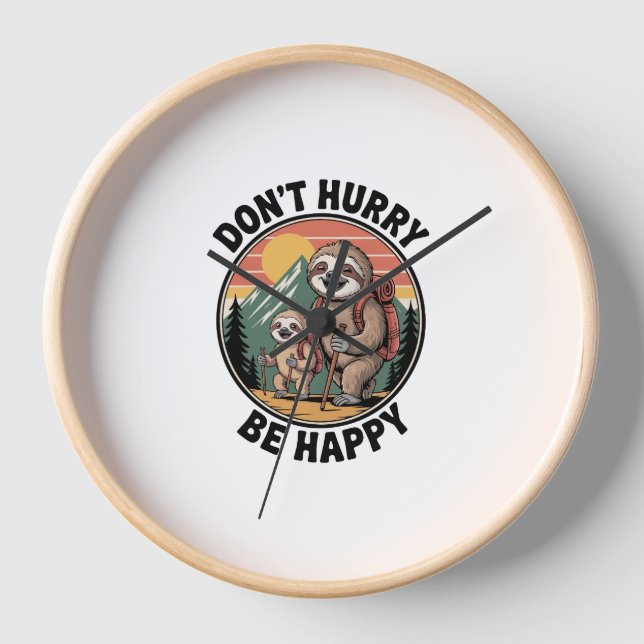 Don't Hurry, Be Happy Official Sloth Hiking Team Clock (Front)
