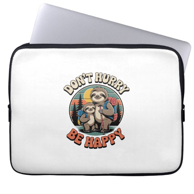 Don't Hurry, Be Happy Sloth Hiking Team Laptop Sleeve (Front)