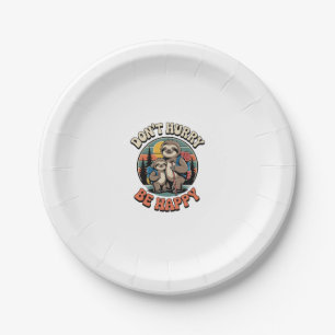 Don't Hurry, Be Happy Sloth Hiking Team Paper Plate