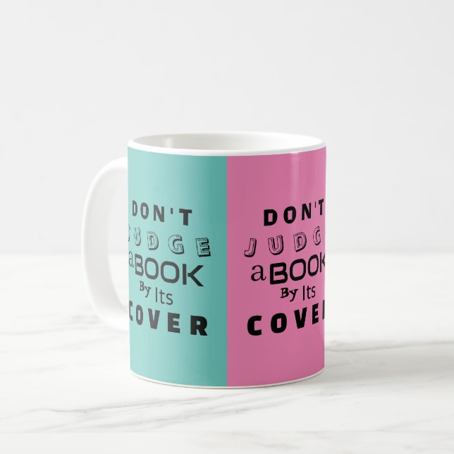 "Don't Judge a Book by Its Cover" Colourful Coffee Mug (Front Left)