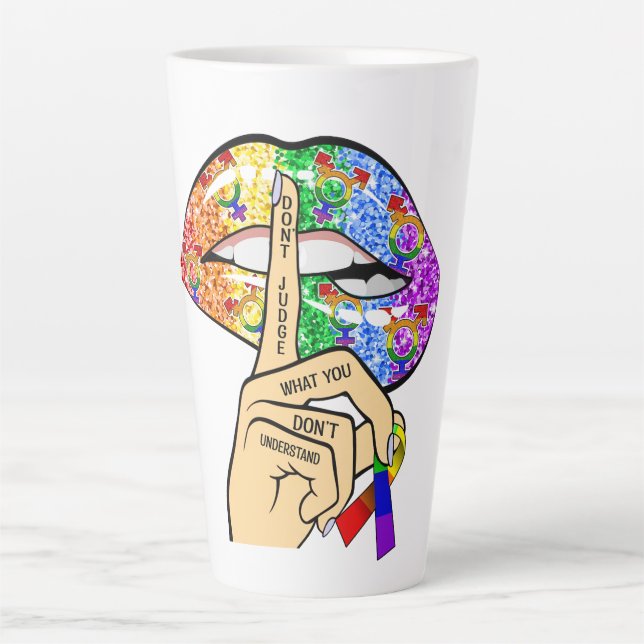 Don't Judge What You Dont Understand LGBTQIA Pride Latte Mug (Front)