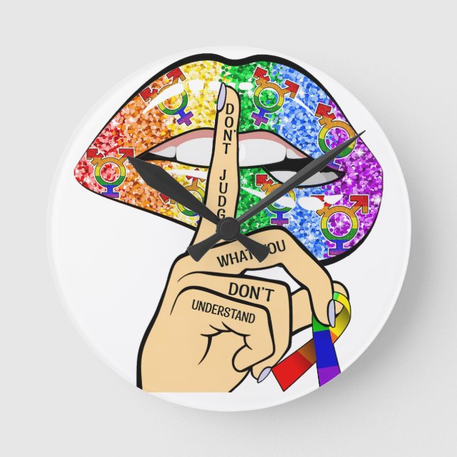 Don't Judge What You Dont Understand LGBTQIA Pride Round Clock (Front)