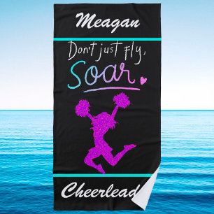 Don't just fly, Soar! Girls Cheerleading Beach Towel