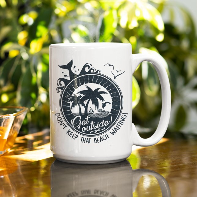 Don't Keep That Beach Waiting | Tropical Pun Coffee Mug (Creator Uploaded)
