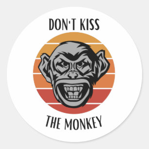 Don't Kiss the monkey Classic Round Sticker