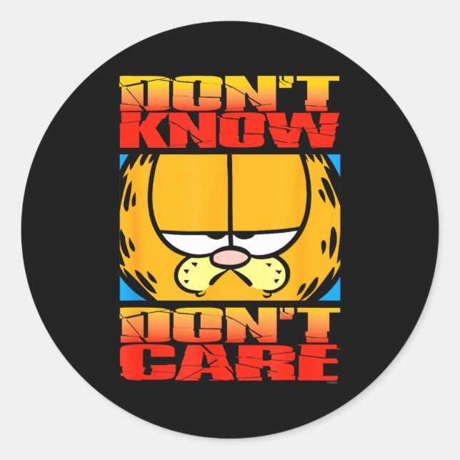 Don't Know Dont Care  Classic Round Sticker (Front)
