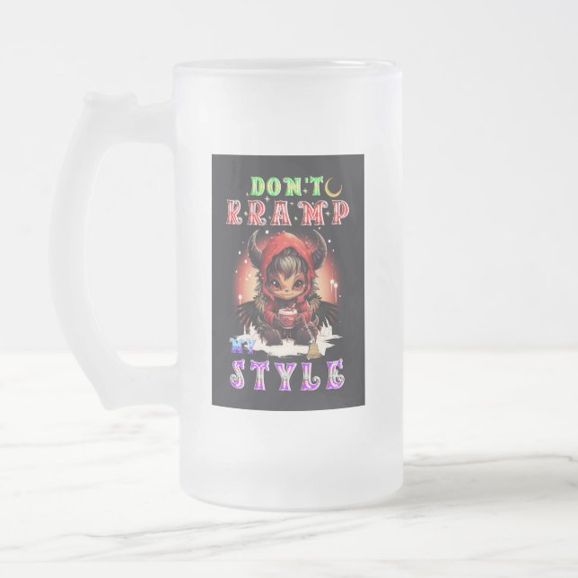 Don't Kramp My Style Frosted Glass Beer Mug (Left)