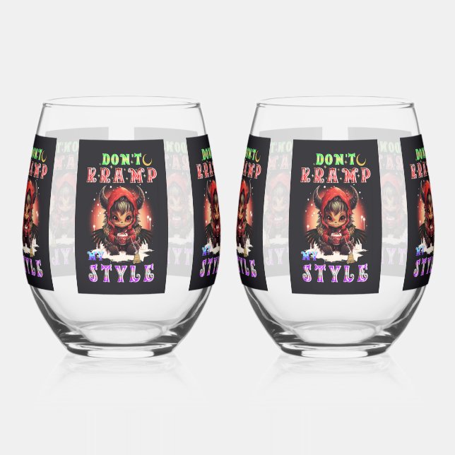 Don't Kramp My Style Stemless Wine Glass (Left)