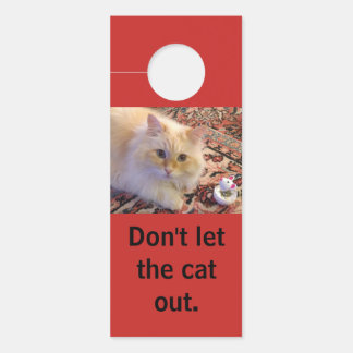 Don't let the cat out. door hanger