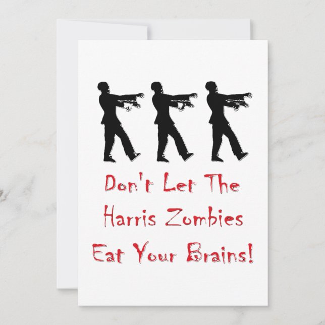 Don't Let The Harris Zombies Eat Your Brains Holiday Card (Front)