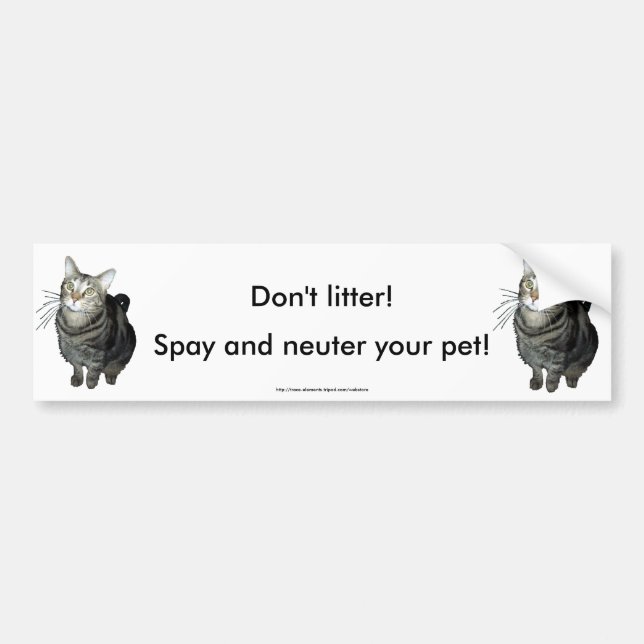 "Don't Litter" tabby cat bumper sticker (Front)