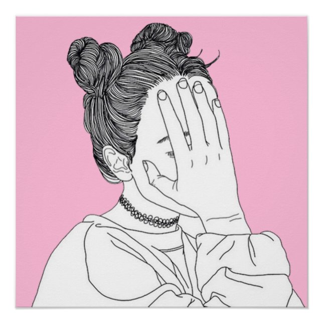 Don't Look At Me Aesthetic Pigtail Girl Poster (Front)