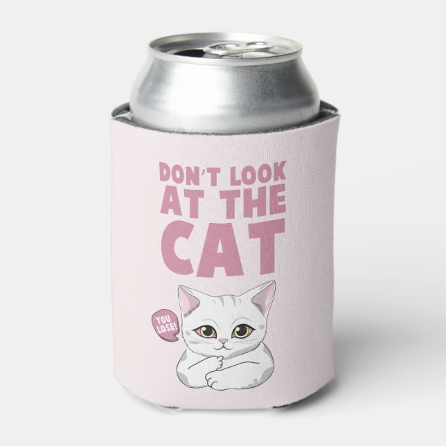 Don't Look At The Cat – Funny White Cat Can Cooler (Can Front)