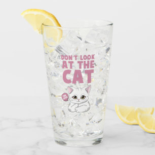 Don't Look At The Cat – Funny White Cat Glass
