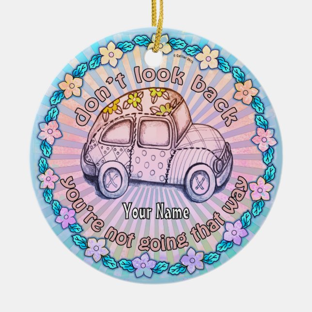 Don't Look Back Ceramic Tree Decoration (Front)