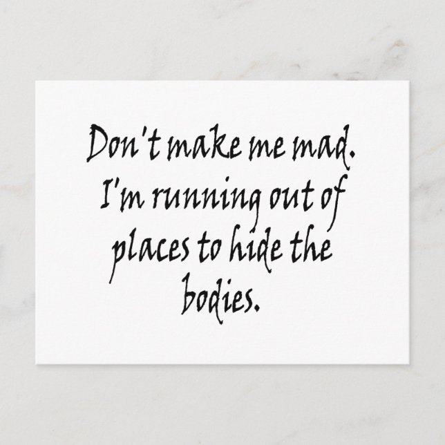 Don't Make Me Mad Postcard (Front)