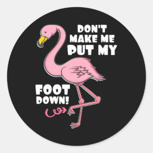 Don't Make Me Put My Foot Down Pink Flamingo Bird Classic Round Sticker