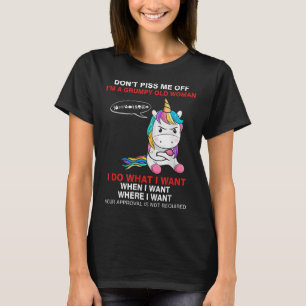 Don't Me Off I'm A Mpy Old Woman Funny Unicorn Quo T-Shirt