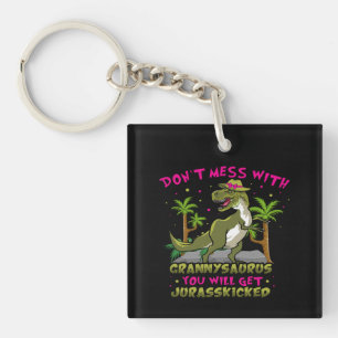 Don't Mess With Grannysaurus Square Keychain