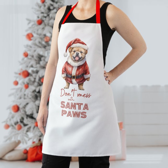 Don't mess with Santa Paws cute dog lover  Apron (Creator Uploaded)