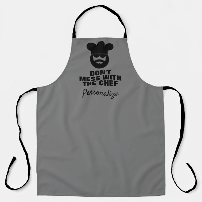 Don't mess with the chef funny BBQ apron for men (Front)