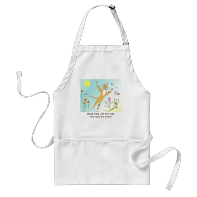 'Don't mess with the chef' kitty apron (Front)