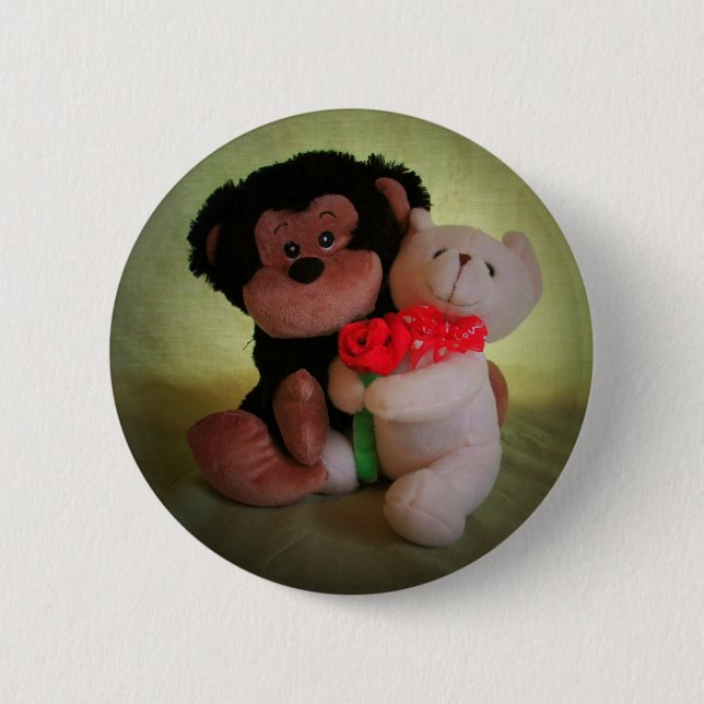 Don't monkey with my teddy bear 6 cm round badge (Front)