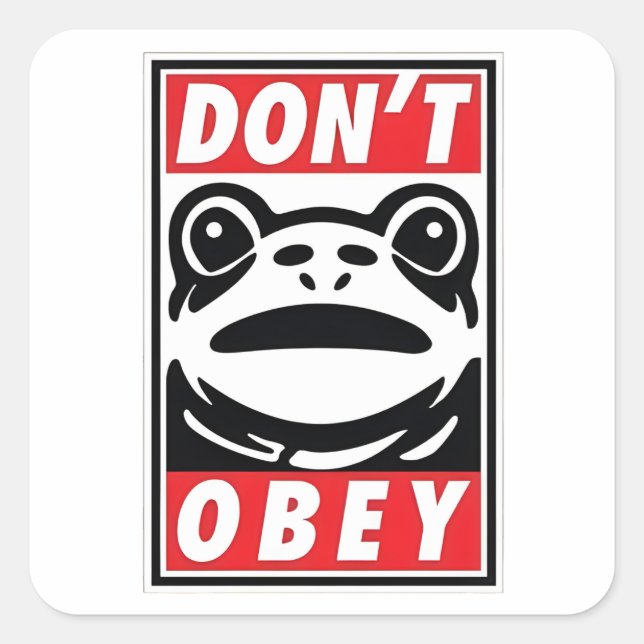 Don't Obey Funny Frog Resist No King USA Square Sticker (Front)