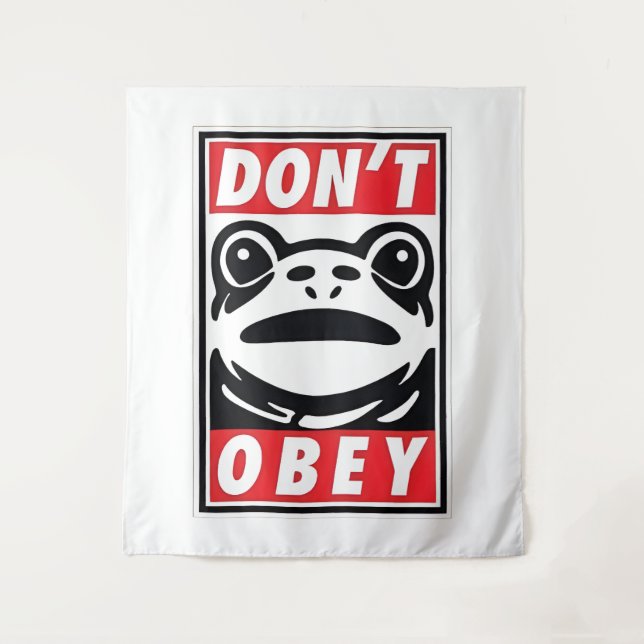 Don't Obey Funny Frog Resist No King USA Tapestry (Front)