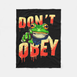 Don't Obey Rtland Vintage Funny Frog Resist Emwer  Fleece Blanket