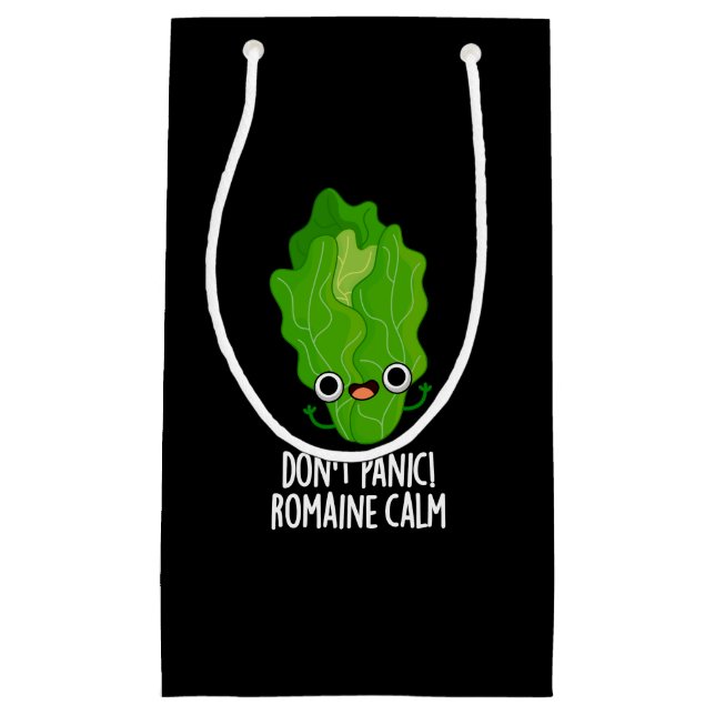 Don't Panic Romaine Calm Funny Veggie Pun Dark BG Small Gift Bag (Front)