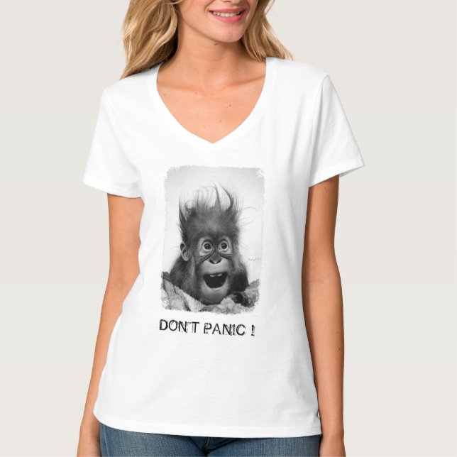 DON'T PANIC V-Neck T-Shirt (Front)