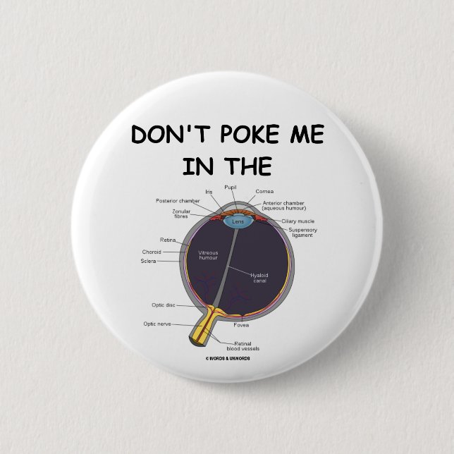 Don't Poke Me In The Eye (Eye Anatomy Attitude) 6 Cm Round Badge (Front)