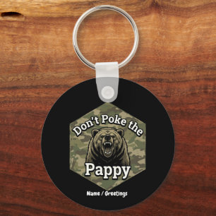 Don't Poke the Pappy Funny Rugged Grizzly Bear Key Ring
